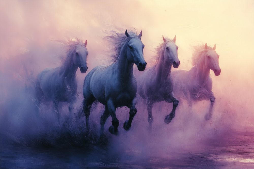 Mistig Paardenavontuur behang