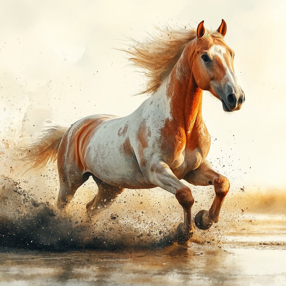 Bruisende moddergalopperende paard behang