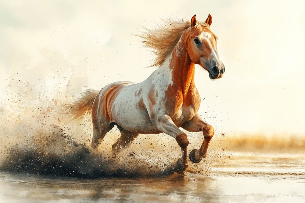 Bruisende moddergalopperende paard behang