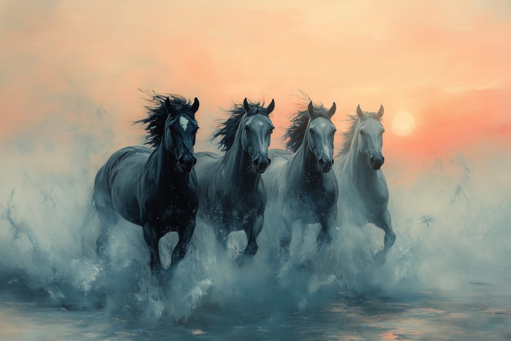 Vurige Paarden in Galop behang