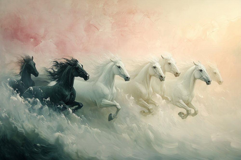 Galopperende oceaanpaarden behang