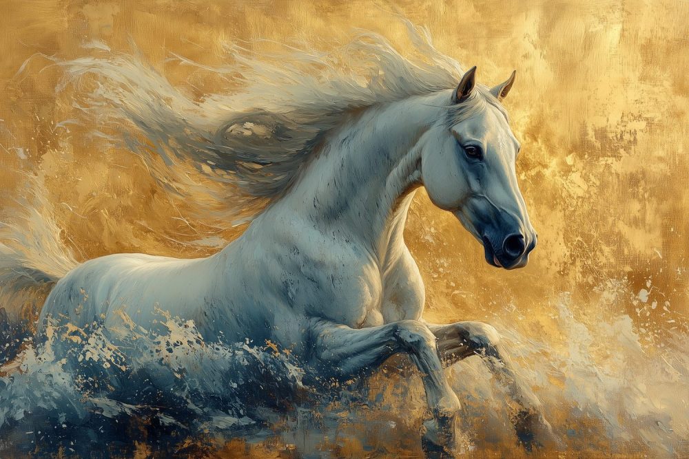 Witte Galopperende Paard behang