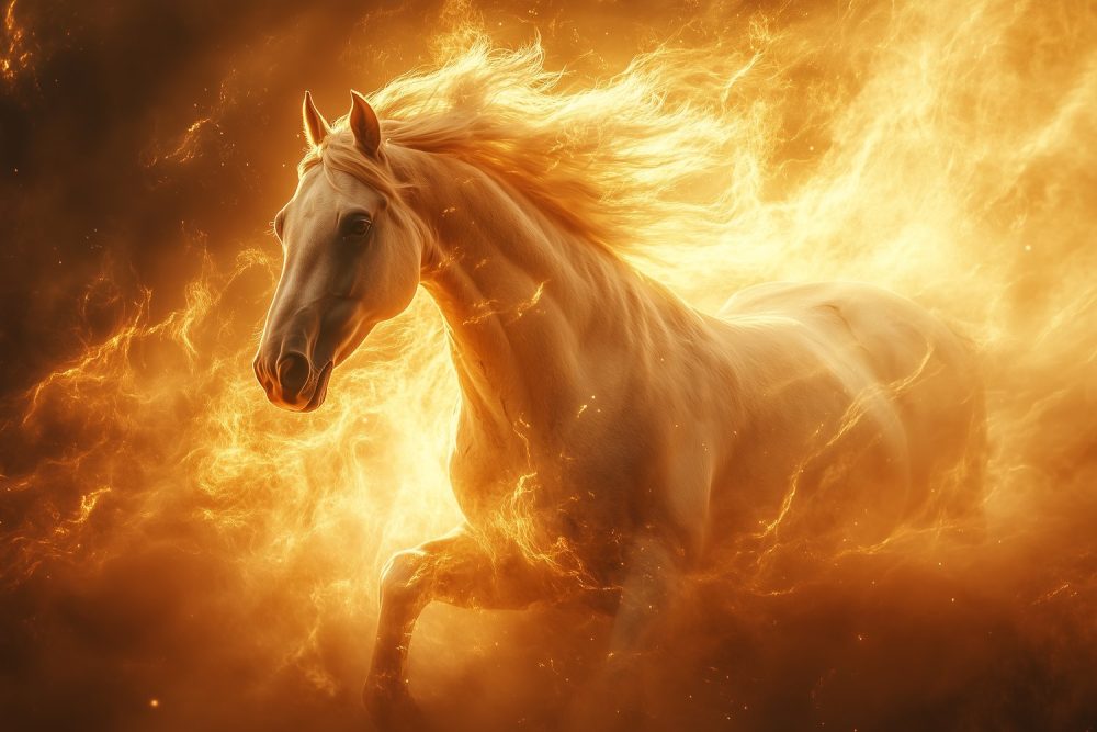 Vurig Galopperend Wit Paard behang