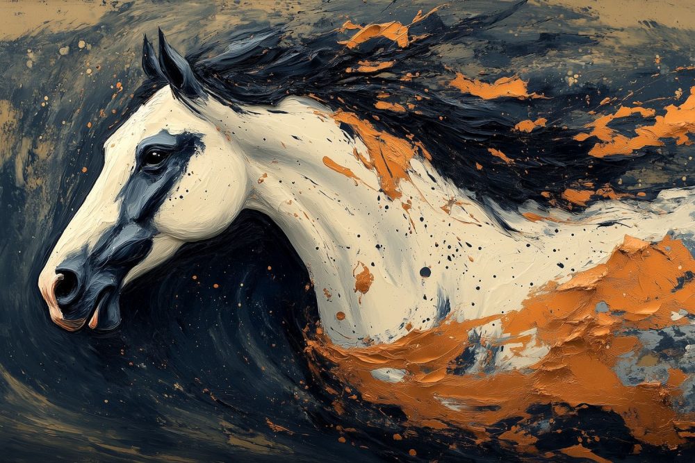 Impressionistisch galopperend paard behang