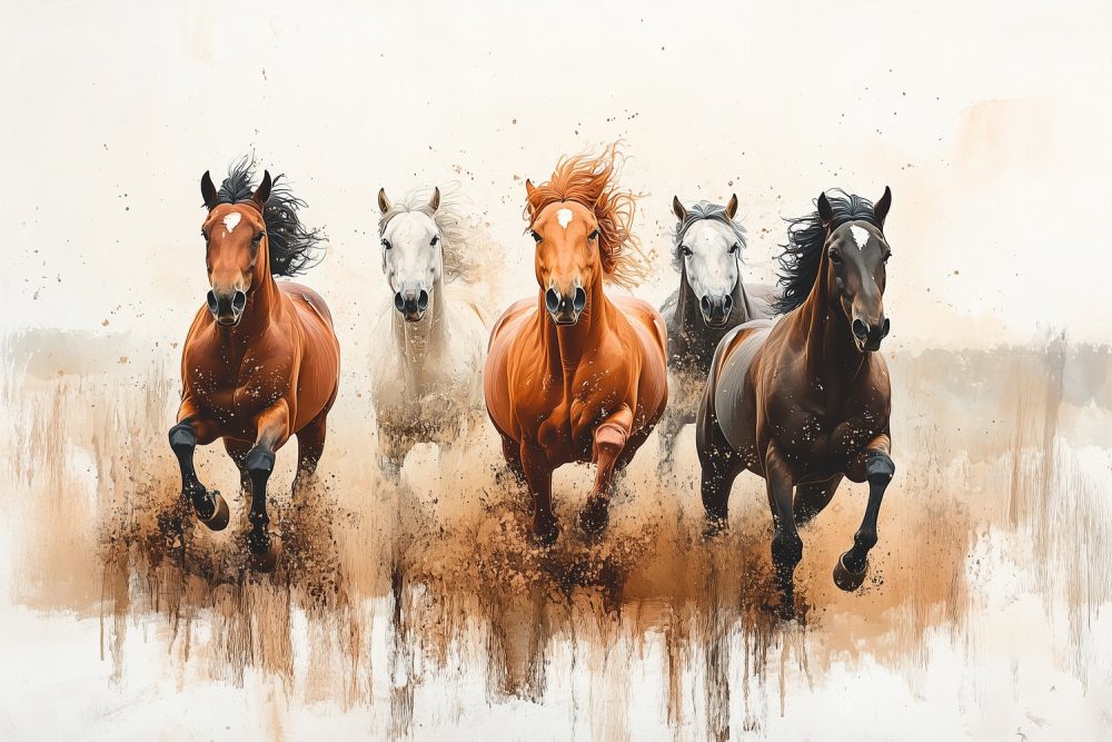 Vrij galopperende paardenkudde behang