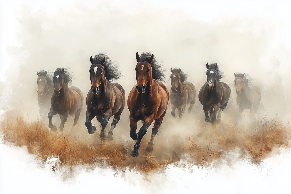 Wilde paarden in galop behang