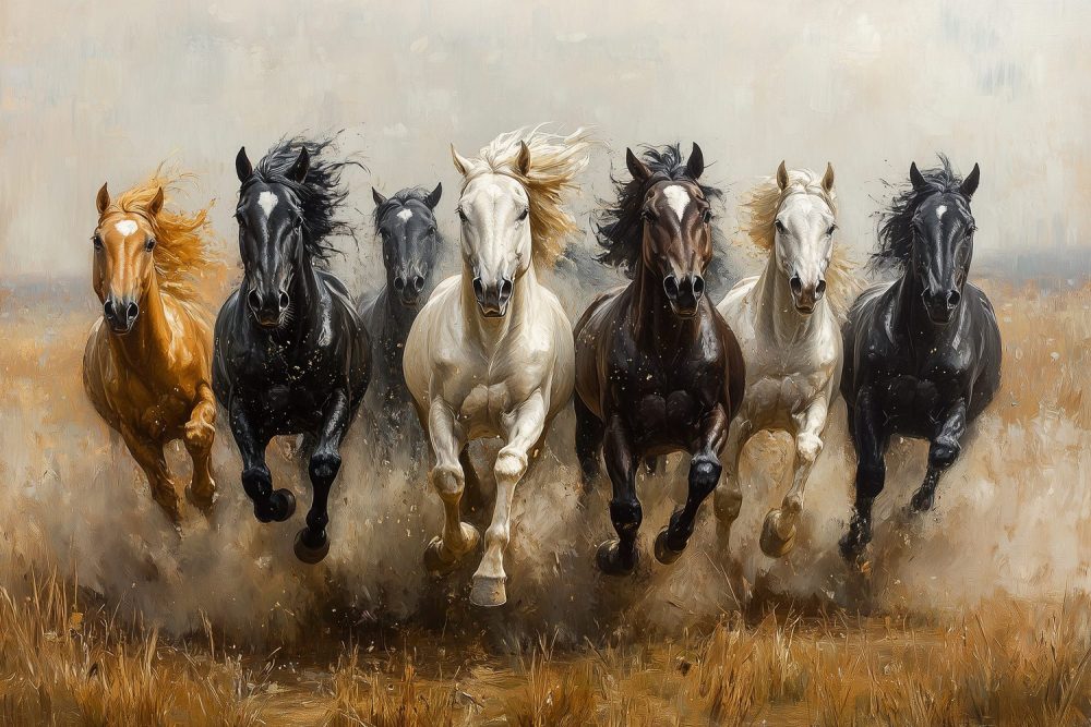 Vrij galopperende paarden behang