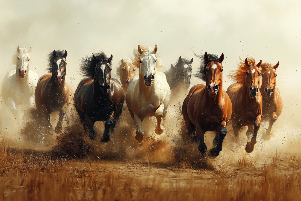 Galopperende paarden in beweging behang