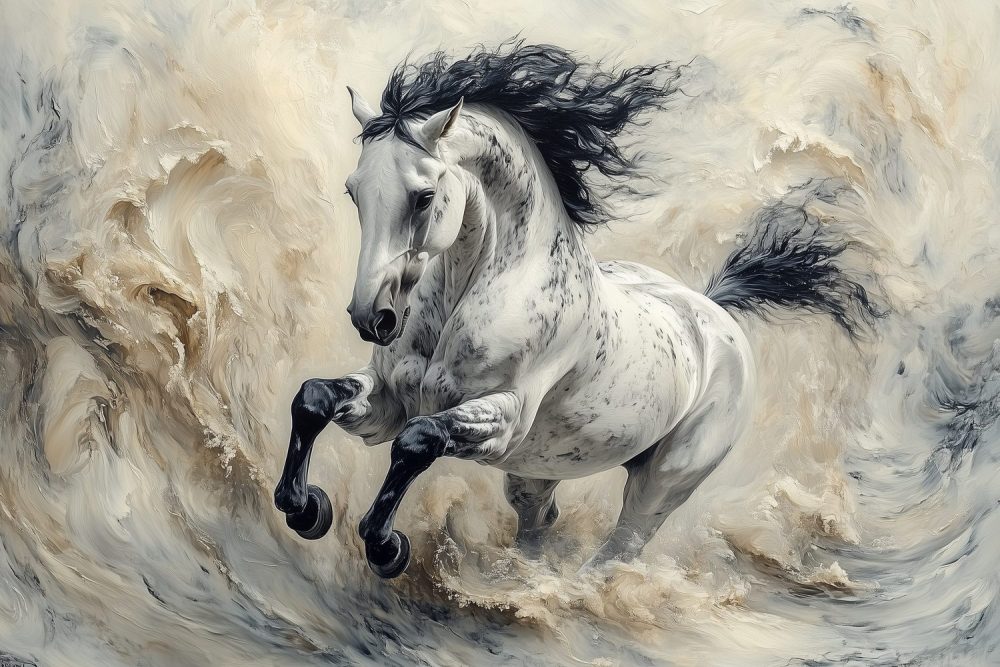 Majestueuze Galopperende Witpaard behang