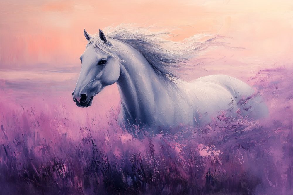 Witte galopperende paardenbloem behang