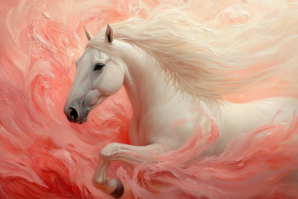 Witte Paard in Beweging behang