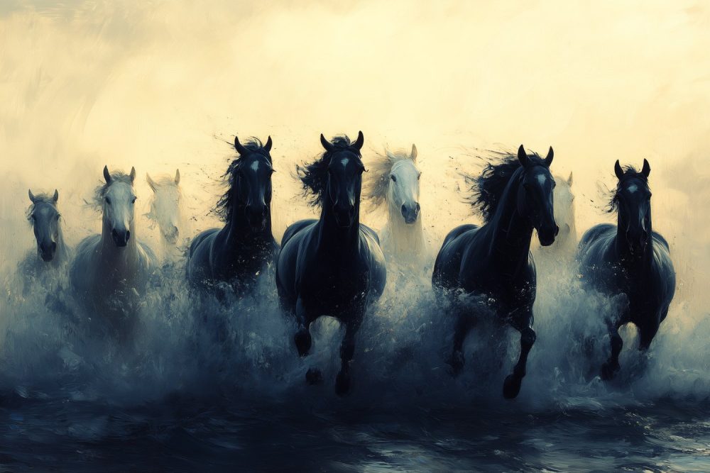 Wilde paarden in galop behang