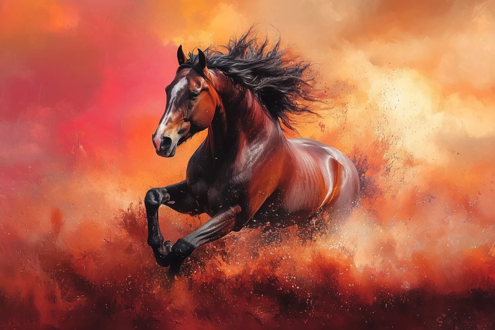 Vurig galopperend paard behang