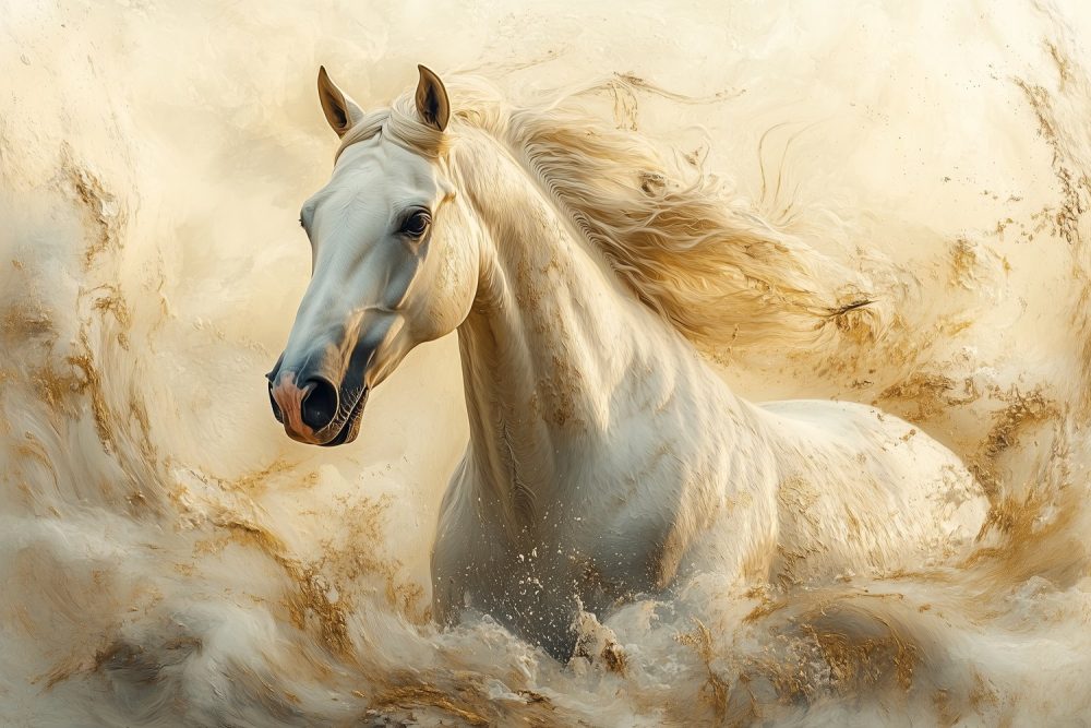 Wit paard in galop behang