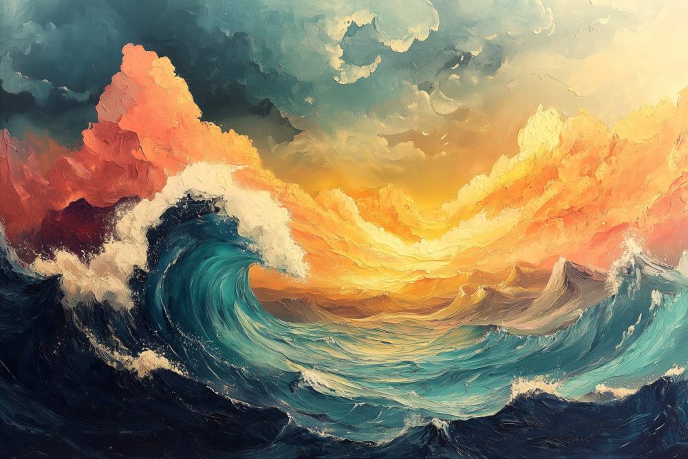 Stormachtige oceaan impressie behang