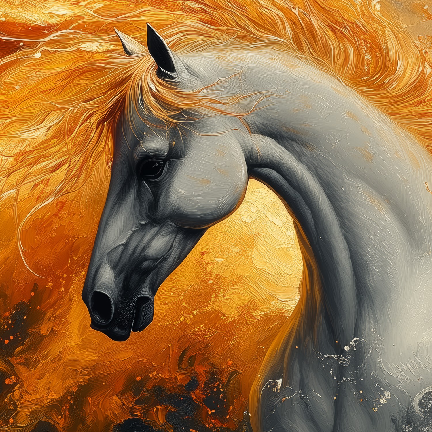 Vlammend Witte Paard behang - Afbeelding 5