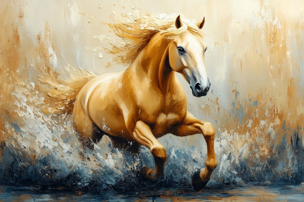 Levende Gele Galopperende Paard behang