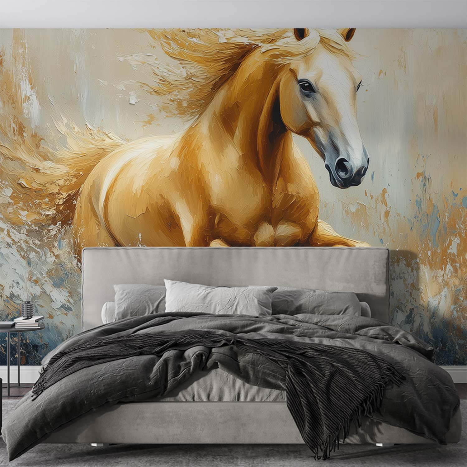 Levende Gele Galopperende Paard behang - Afbeelding 4