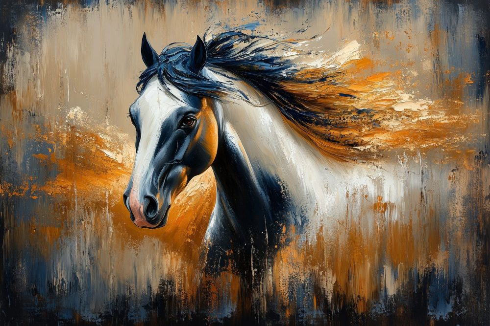 Kleurrijke Impressionistische Paardenschilderij behang