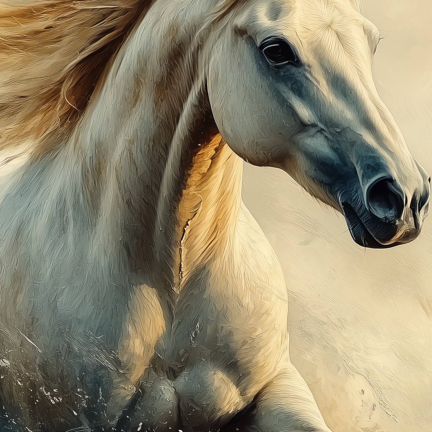 Witte galopperende paard behang - Afbeelding 5