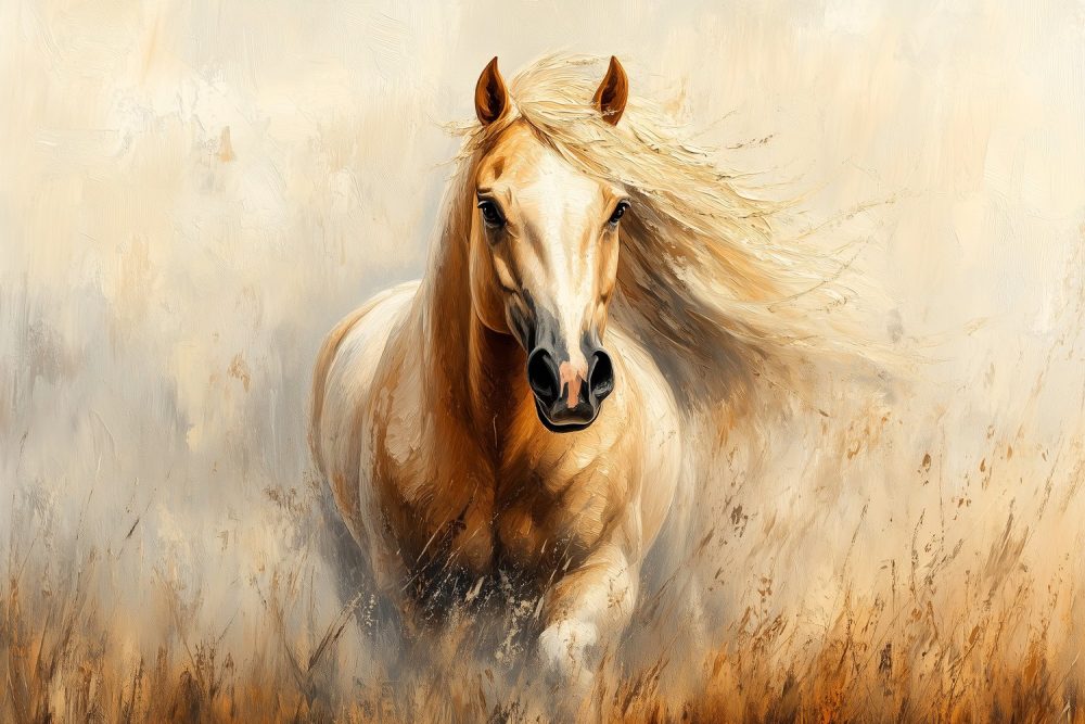 Rennend Paard in Gras behang