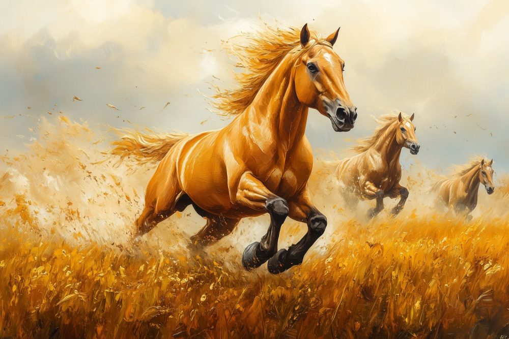 Galopperende Gouden Paarden behang