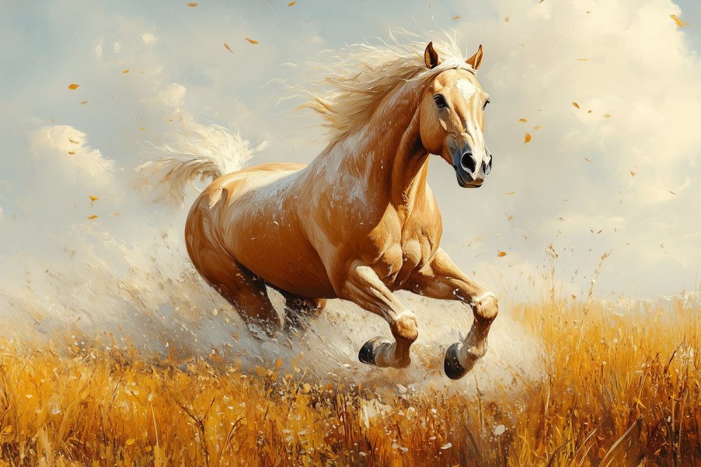 Galopperend Paard in Veld behang