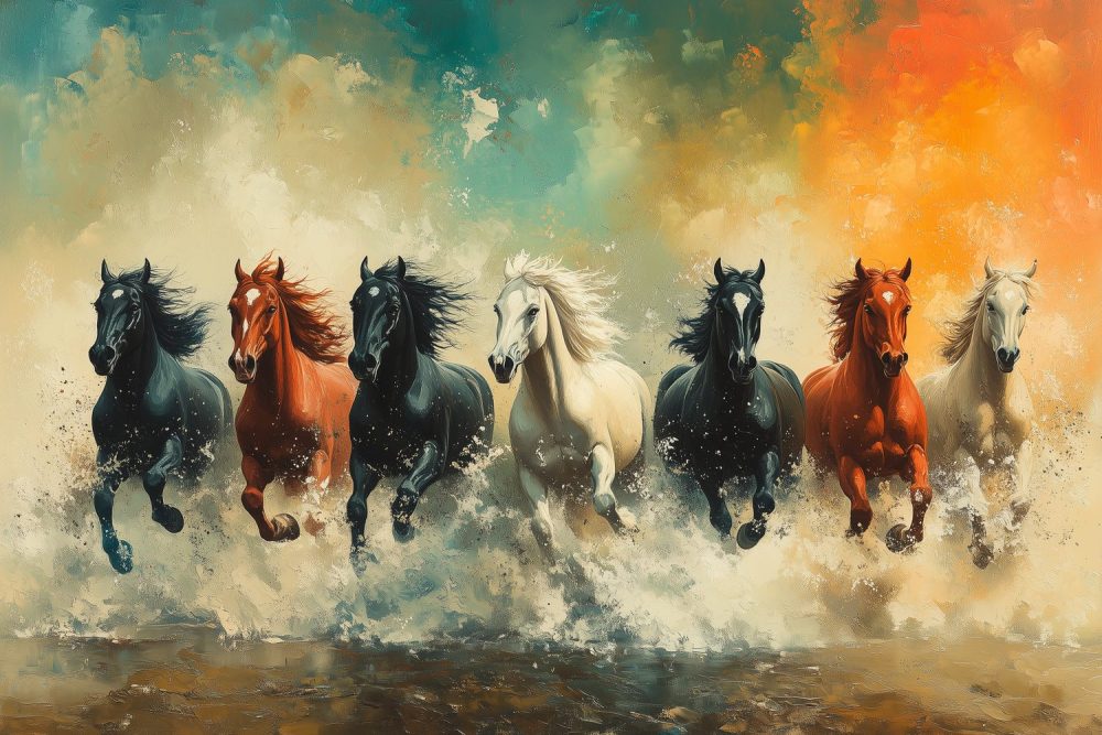 Galloperende Paarden in Water behang