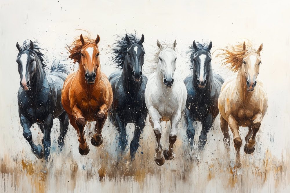 Vrij rennende paardenkudde behang