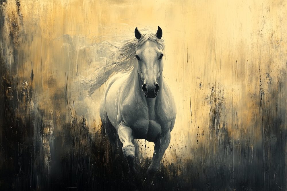 Wit Paard in Galop behang