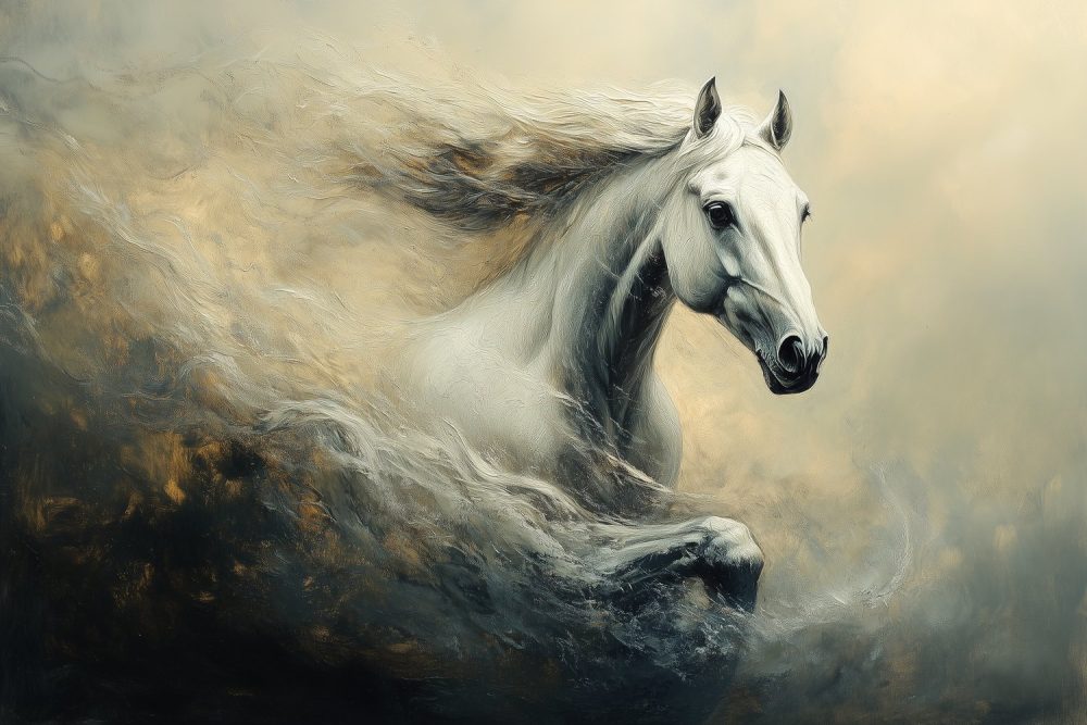 Witte Paard in Beweging behang