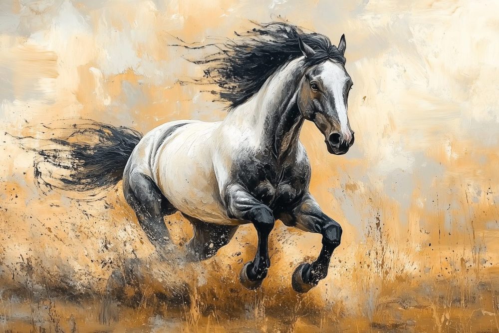 Impressionistisch galopperend paard behang