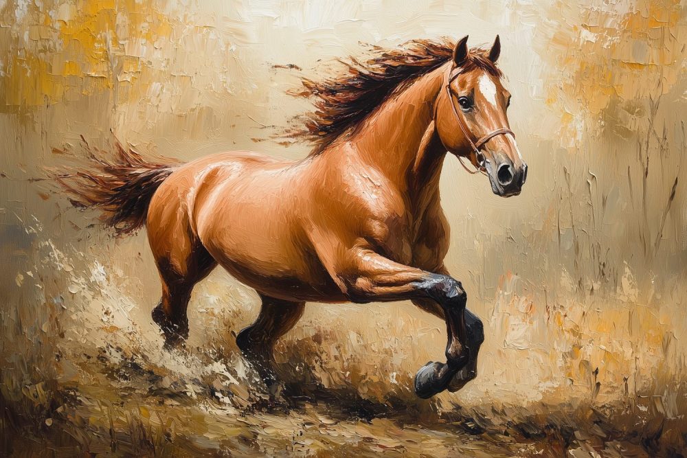 Impressionistisch galopperend paard behang