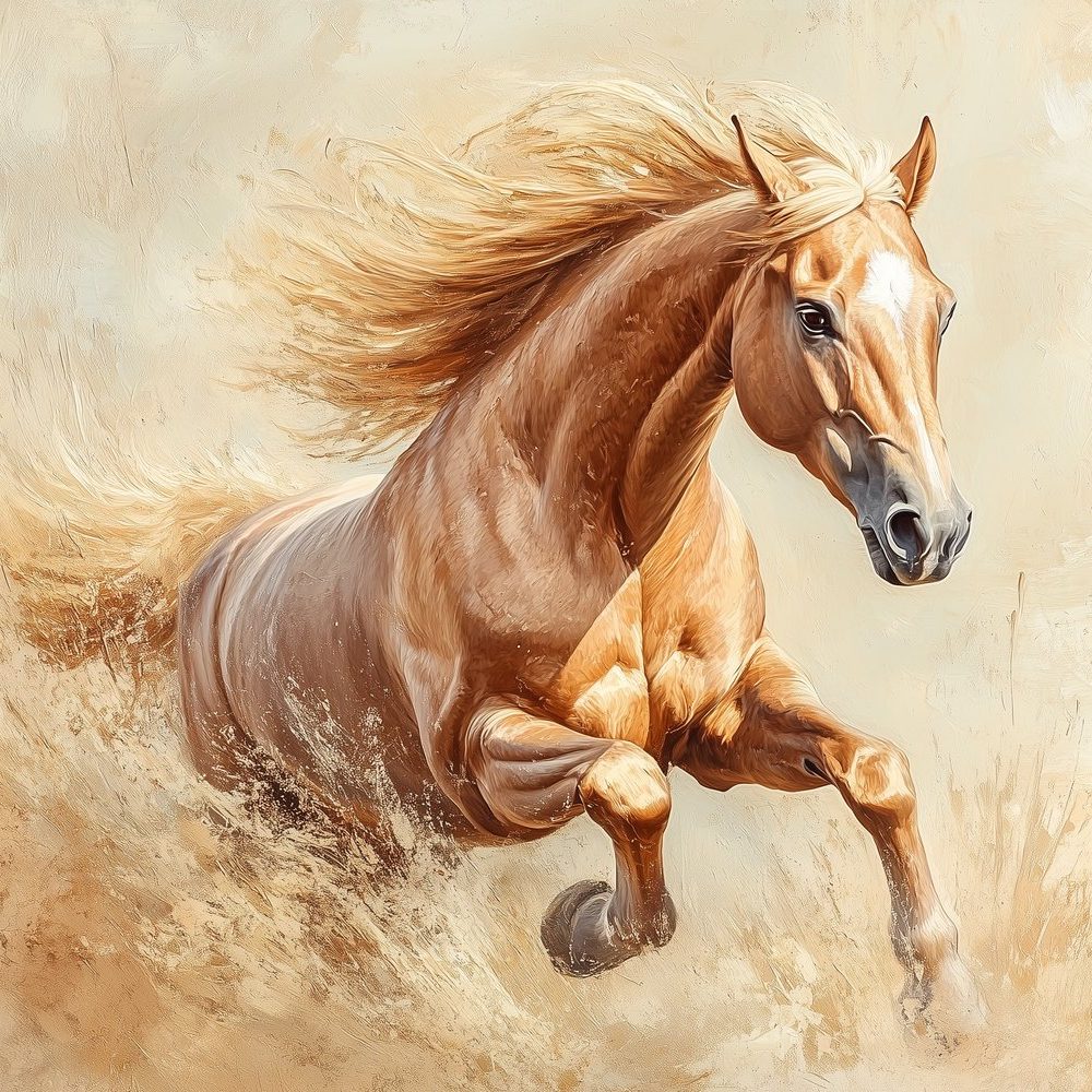 Bruin paard in galop behang