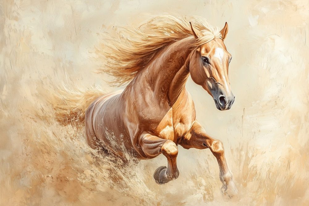 Bruin paard in galop behang