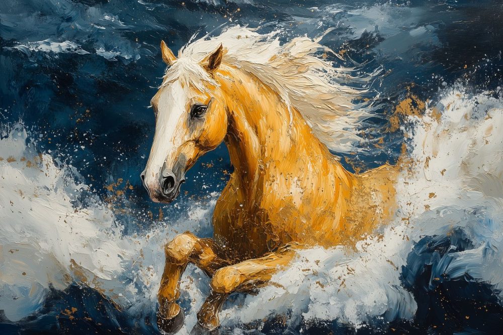 Stormende Zee Galopperend Paard behang