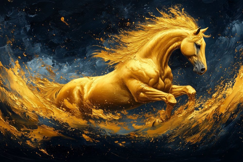 Gouden Galopperende Paard behang