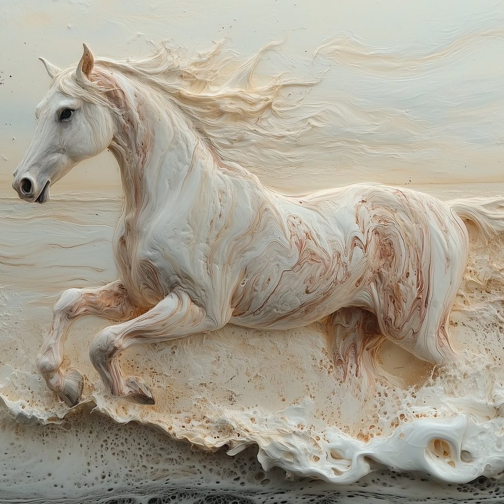 Wit Paard Strandbeeld behang
