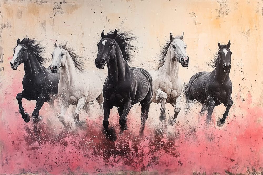 Galopperende Paarden in Lijn behang