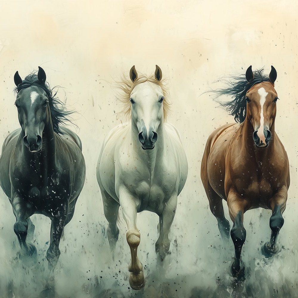 Drie Galopperende Paarden behang