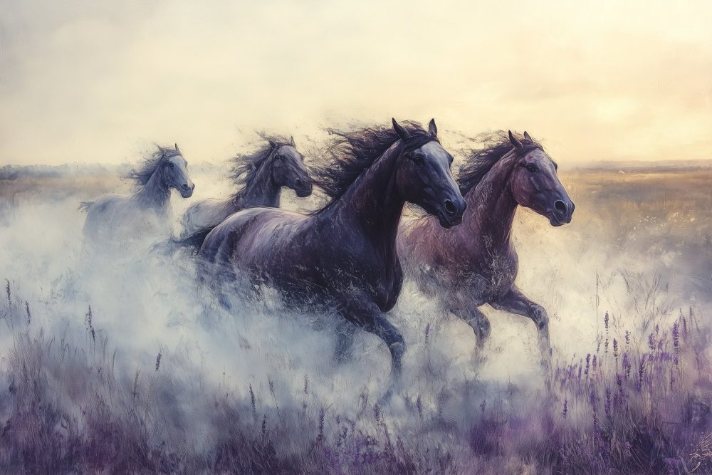 Vrij galopperende paarden behang