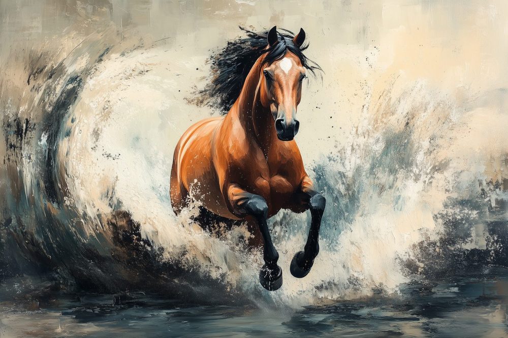 Galopperend Paard in Water behang