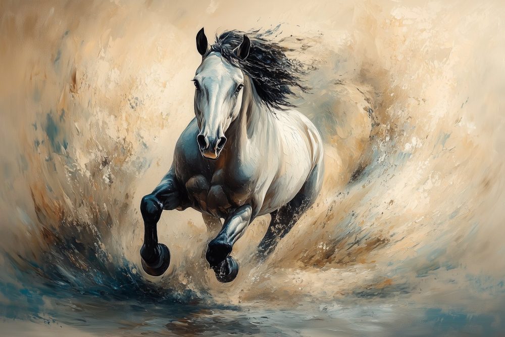 Dynamische galopperende paard behang