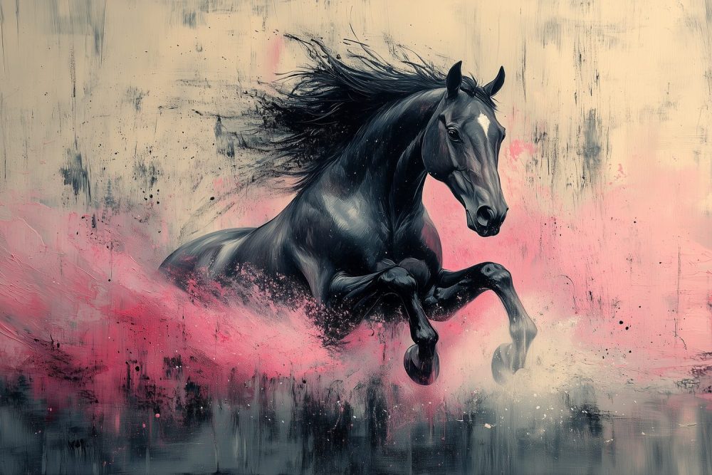 Wild Galopperend Zwart Paard behang