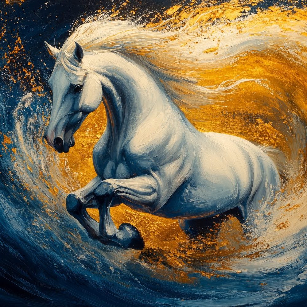 Majestueuze oceaan galopperend paard behang