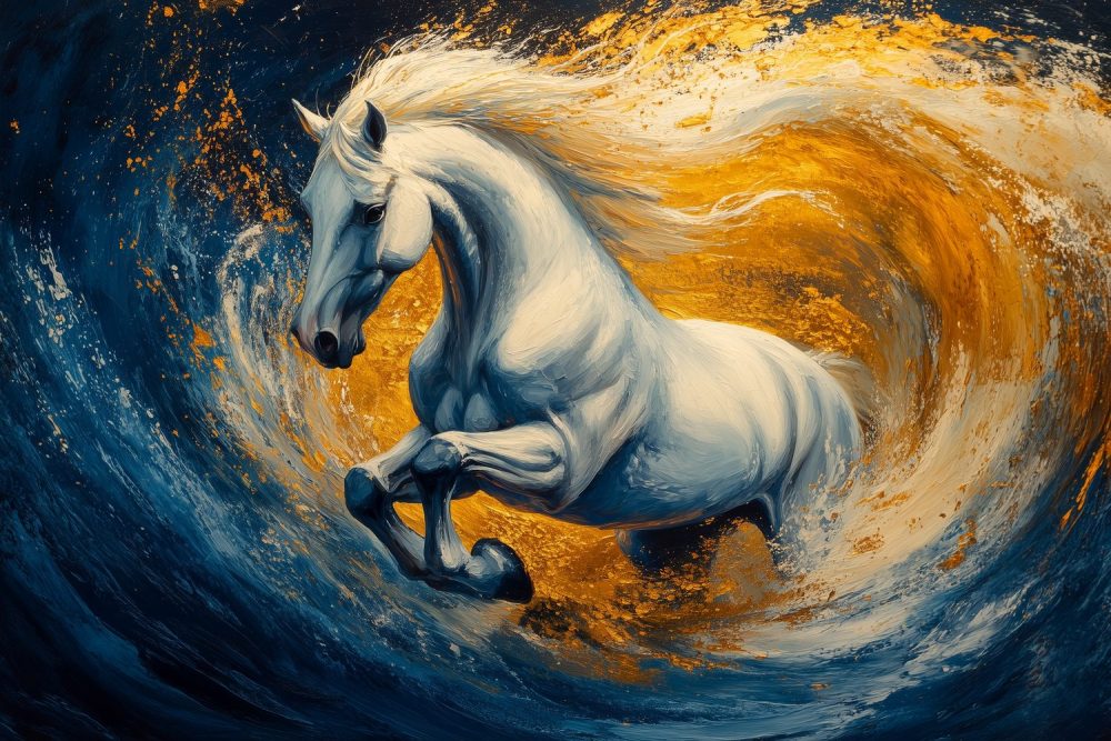 Majestueuze oceaan galopperend paard behang