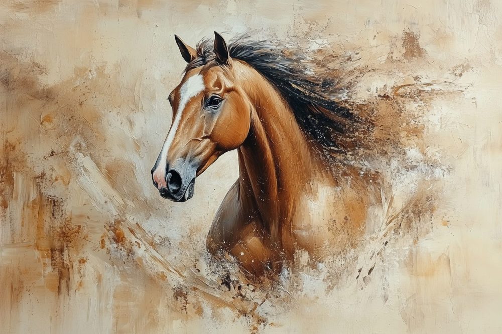 Impressionistisch rennend paard behang