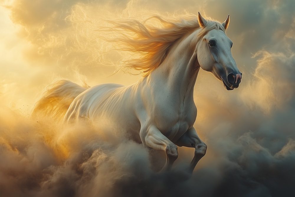 Galopperende Witte Paardenkracht behang