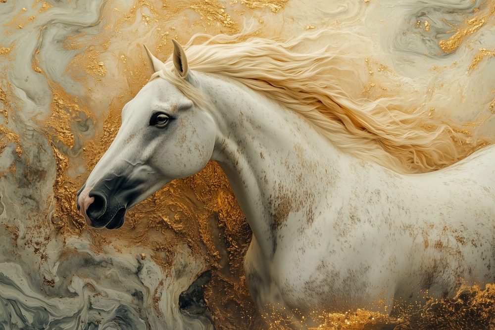 Majestueuze witte renpaard behang