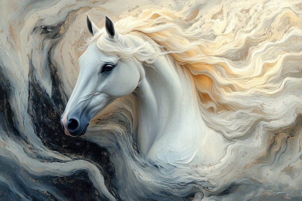 Gouden Manen Witte Paard behang